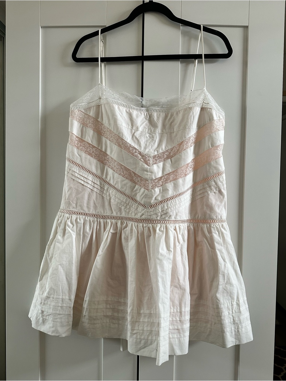 Anthro Maeve Sleeveless Square-Neck Lace Mix Mini Dress